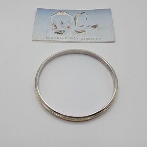 Custom Made Michelle Wey Silver and 18kt Gold Bangle Bracelet